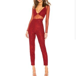 NEVER BEEN WORN red lace jumpsuit. Larkin Jumpsuit lovers and friends